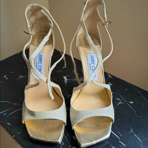 Jimmy Choo women's azia 95 strappy high heel sandals in platinum ice size 36 1/2